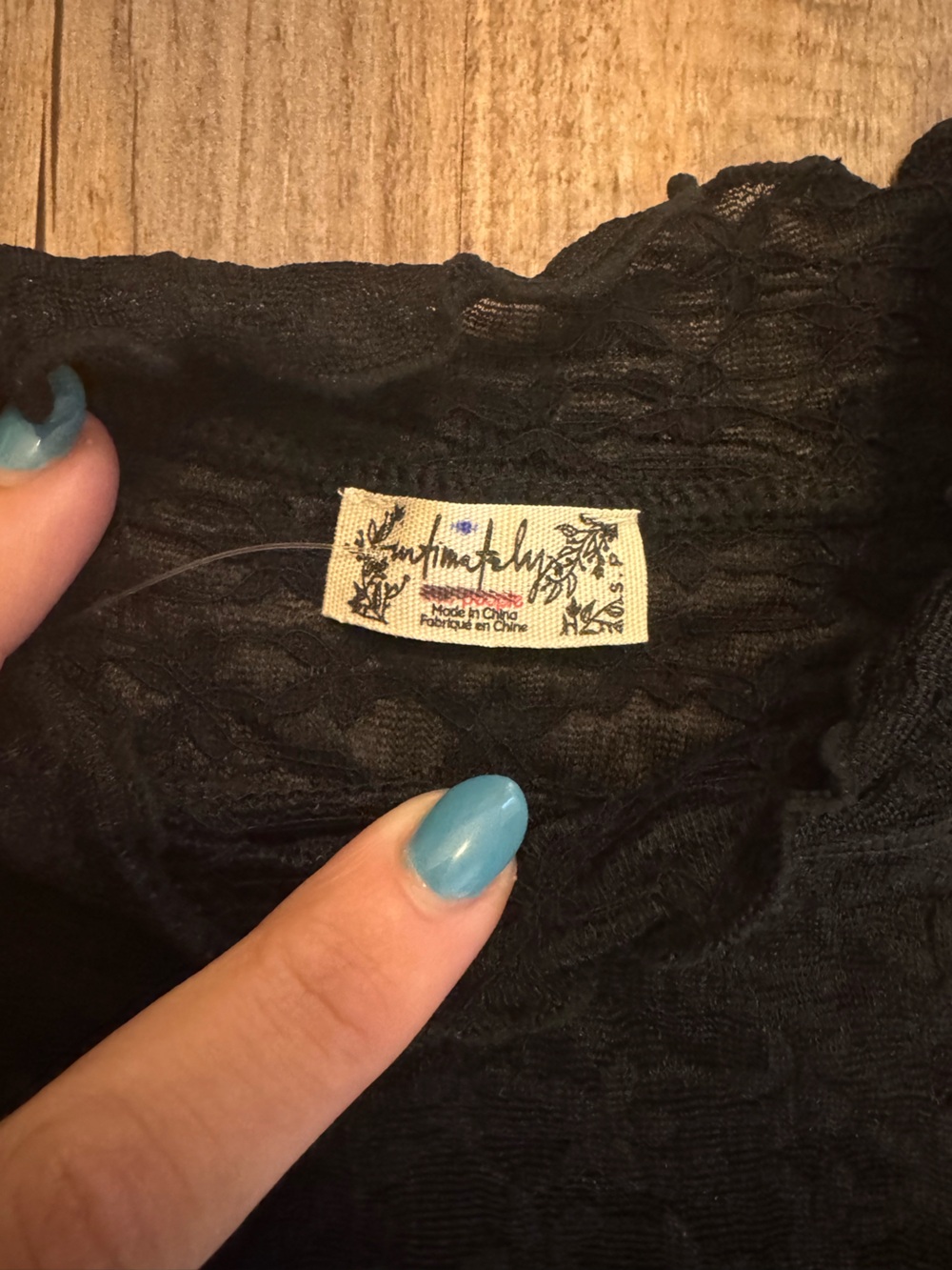 NWOT Intimately by Free People From the Start Black Sheer Lace Mockneck - size s - Picture 7 of 7